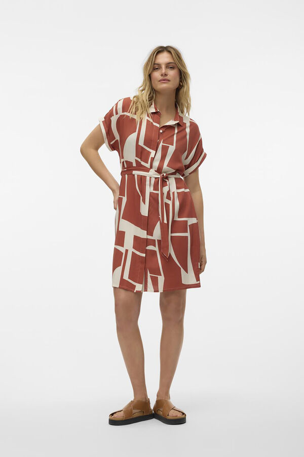 Vero Moda Vestido corto de manga corta Gris