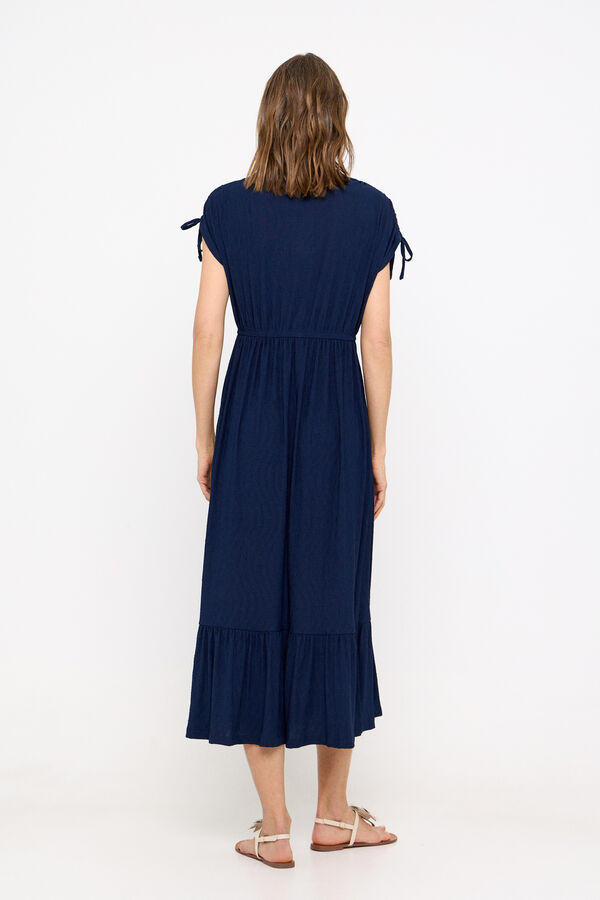 Cortefiel Vestido de malha estampado Azul