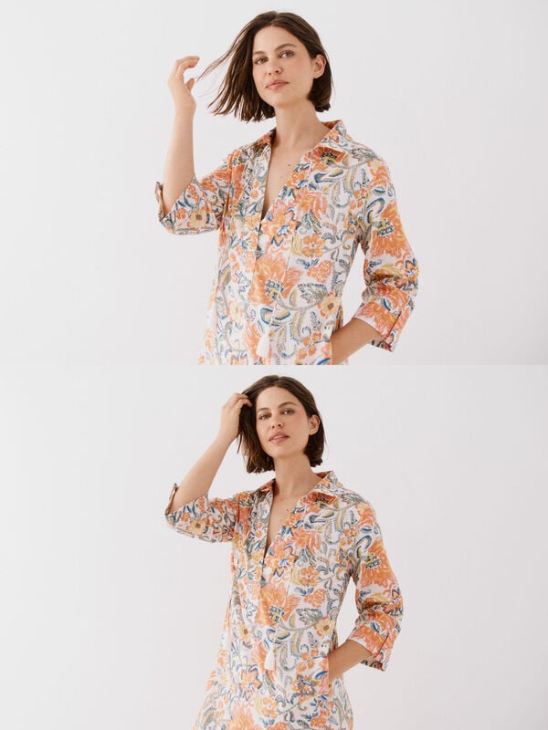 Cortefiel Caft&aacute;n t&uacute;nica estampado Multicolor