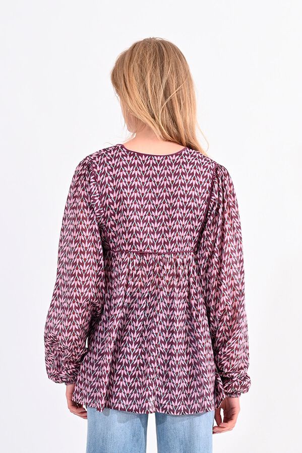 Molly Bracken Blusa de mulher de manga comprida com estampado  Multicolorido