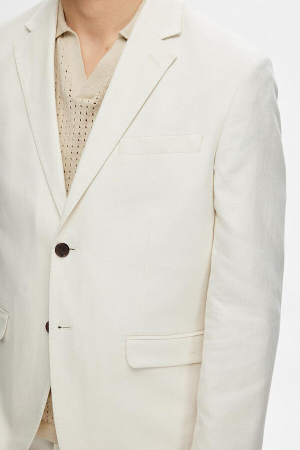 Selected Americana de linho Regular Fit. Branco