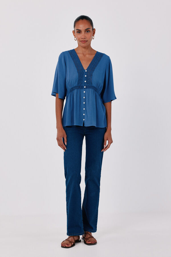 Cortefiel Blusa de renda Azul
