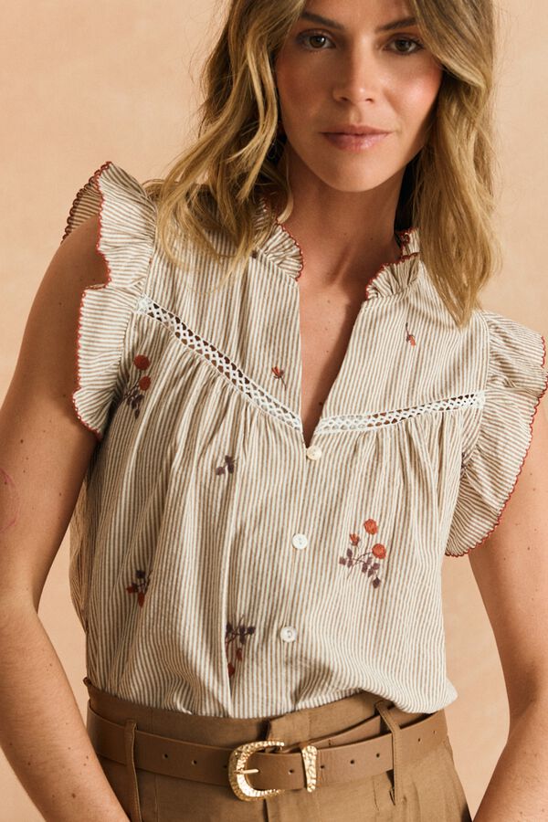 Pol&iacute;n Et Moi Camisa de riscas Cloe Ecru