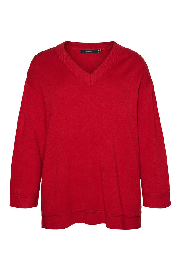 Vero Moda Curve Jersey cuello pico talla grande Rojo