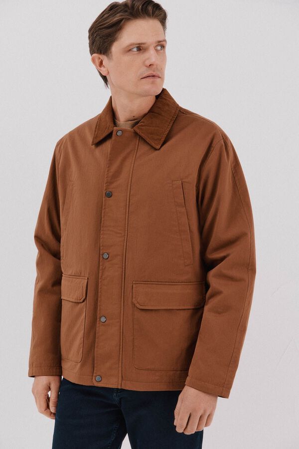Cortefiel Chaqueta cuello combinado Marr&oacute;n