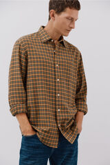 Cortefiel Camisa xadrez tencel Amarelo