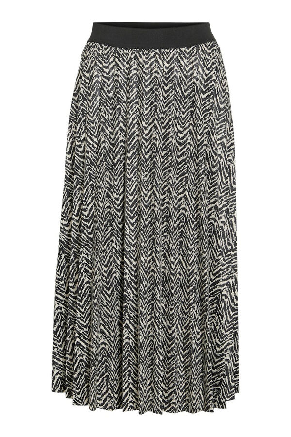 Vila Falda midi plisada estampada Estampado gris