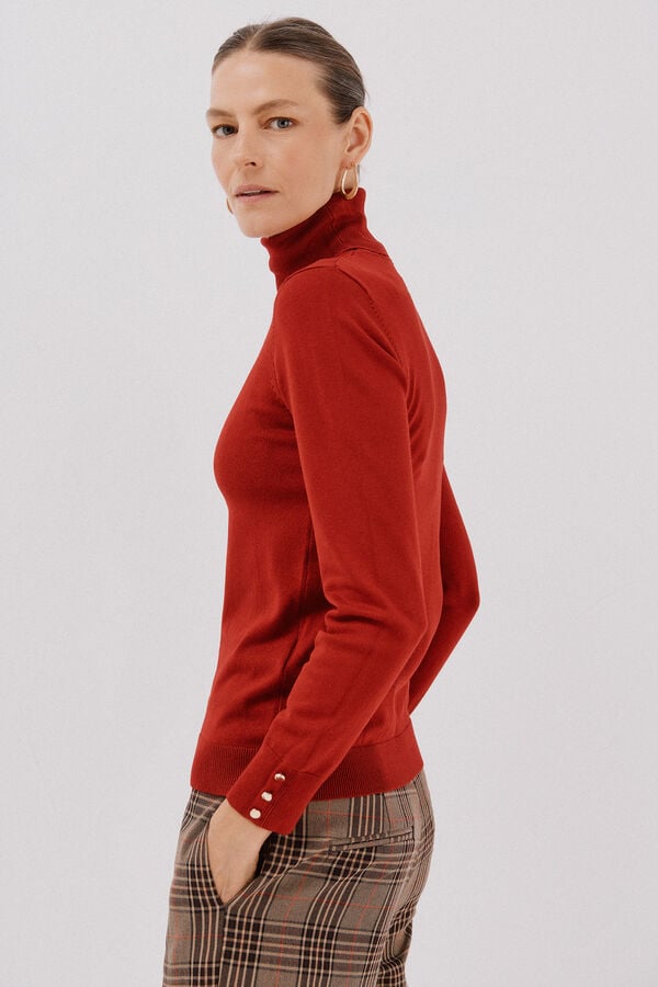 Cortefiel Jersey cuello vuelto Rojo
