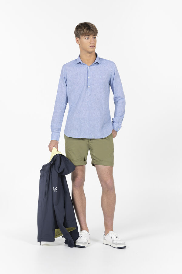 elPulpo Camisa polera lino y algodón Azul oscuro