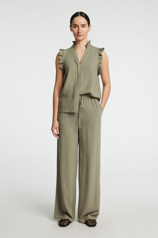 Selected Femme Blusa detalle volante Gris