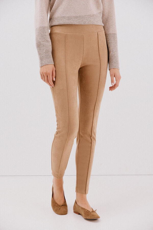 Cortefiel Legging de mujer de efecto ante Beige