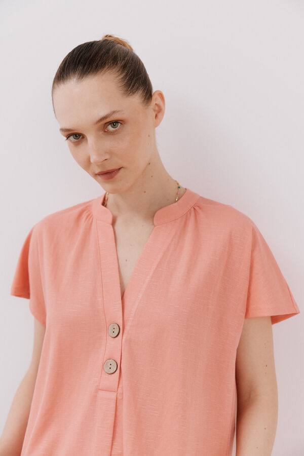 Cortefiel Blusa manga ca&iacute;da Coral