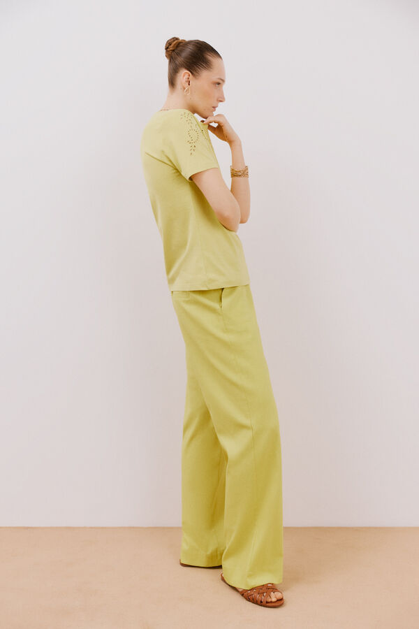 Cortefiel Camiseta bordada Amarillo