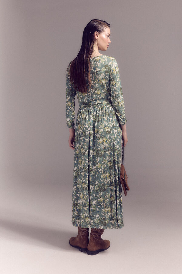 Slowlove Vestido punto estampado frunce Multicolor