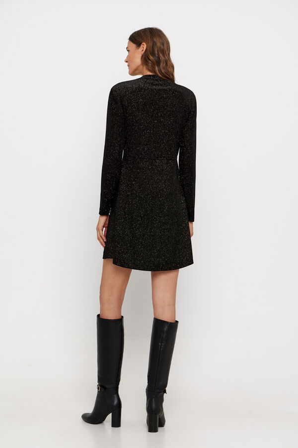 Cortefiel Vestido veludo com brilho Preto