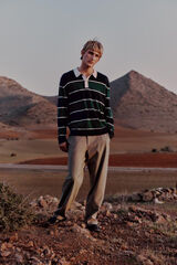 Selected Polo rugby 100% lana merino Verde oscuro