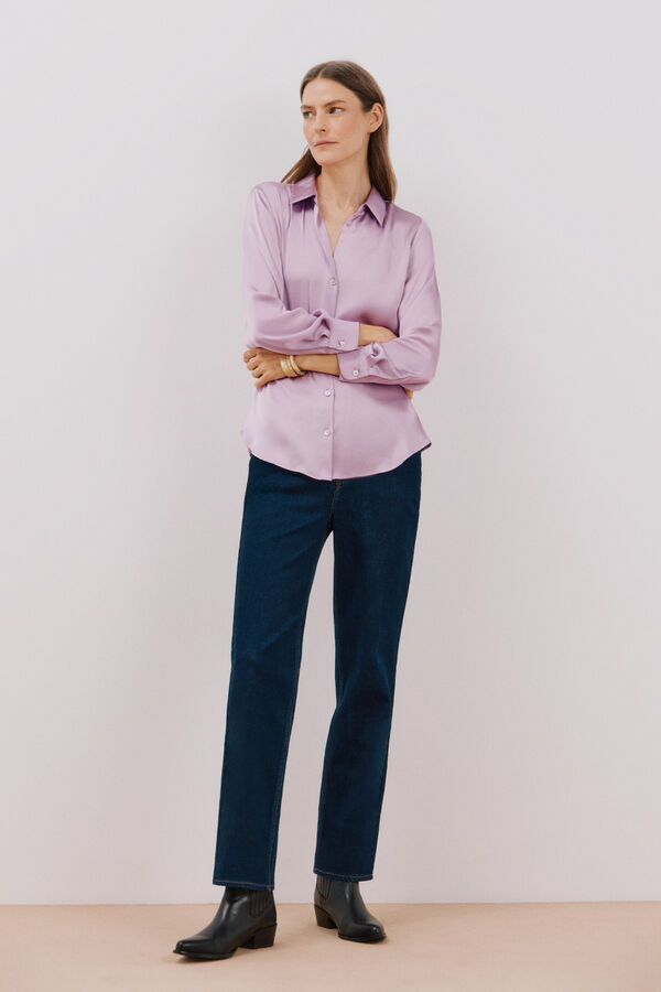 Cortefiel Camisa satinada Morado