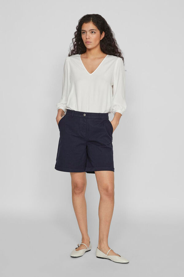 Vila Pantal&oacute;n corto de tiro alto tipo chino Azul marino