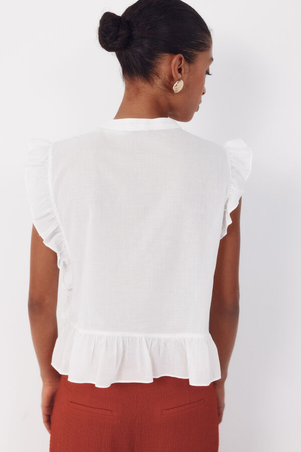 Cortefiel Blusa folhos Branco