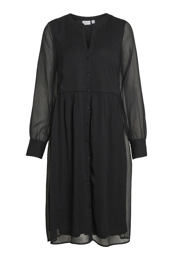 Vila Vestido gasa de manga larga Negro