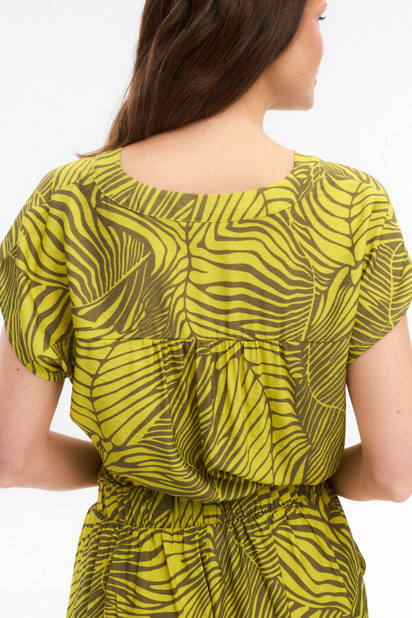 Vila Blusa estampada con viscosa Verde