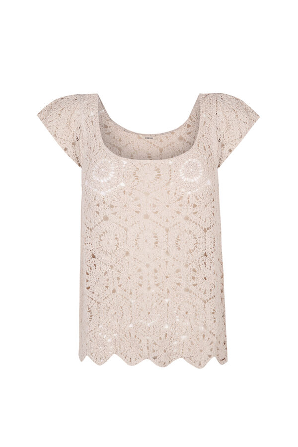 Slowlove Camiseta crop crochet Marfil