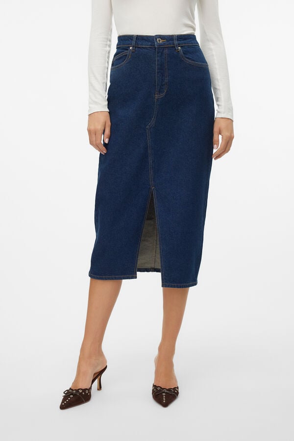 Vero Moda Falda vaquera midi Azul marino