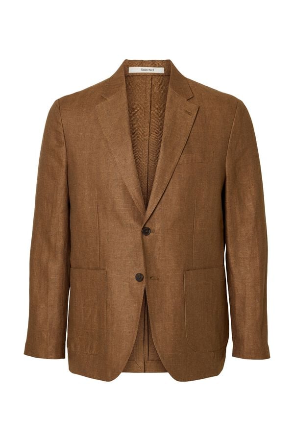Selected Blazer de linho com lapela Castanho