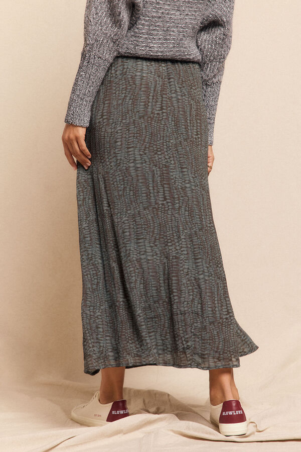 Slowlove Falda midi satinada estampada Estampado gris