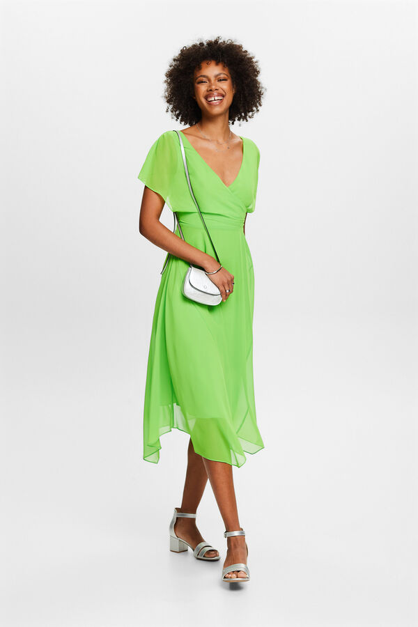 Esprit Vestido largo monocolor bajo irregular Verde