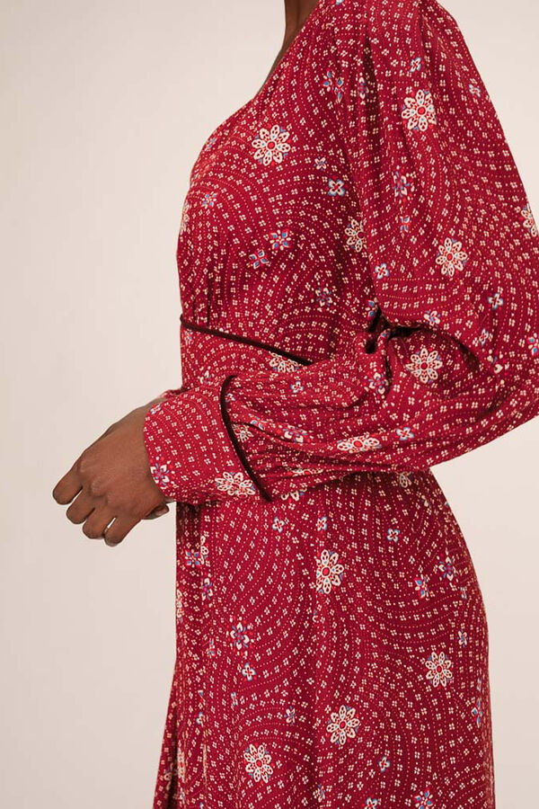 Grace & Mila Vestido longo com decote em V e estampado floral Vermelho