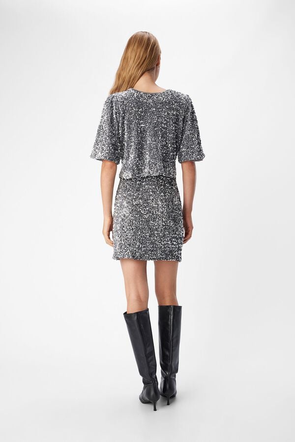 Object Top de lenjuelas con lazos Gris oscuro