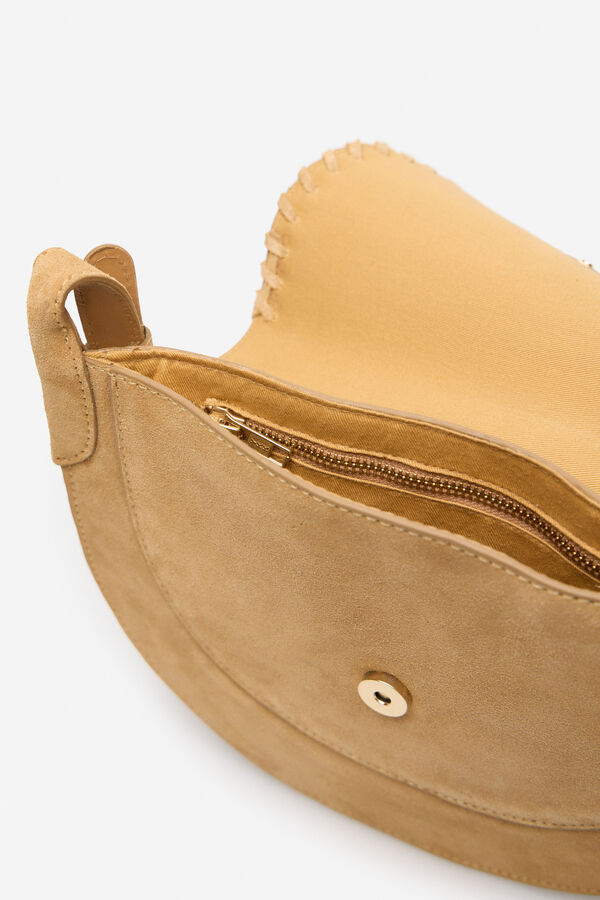 Cortefiel Bolsa de ombro de pele Castanho