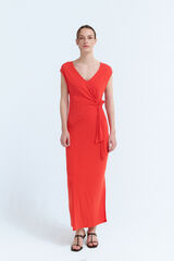 Vila Vestido midi com modal Vermelho