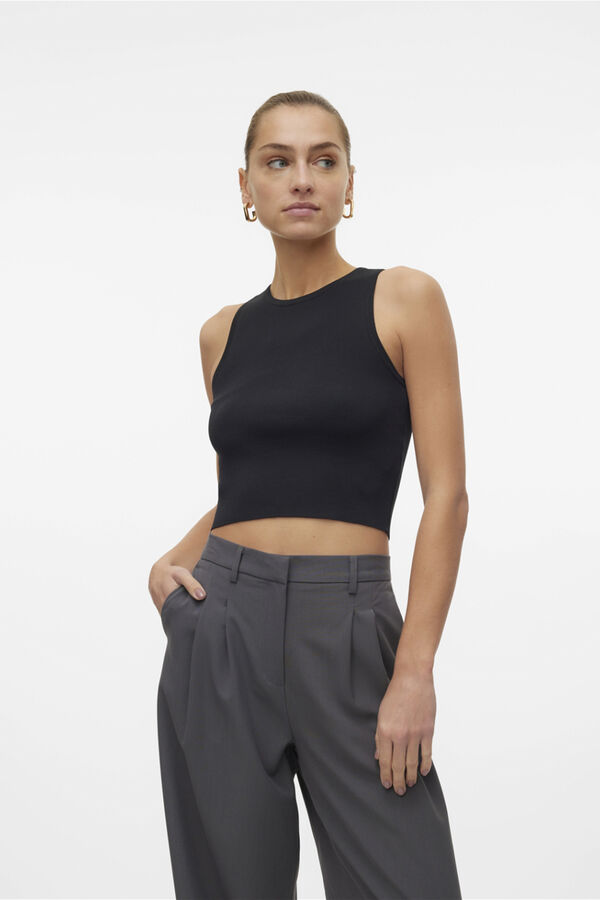 Vero Moda Crop top de malha  Preto
