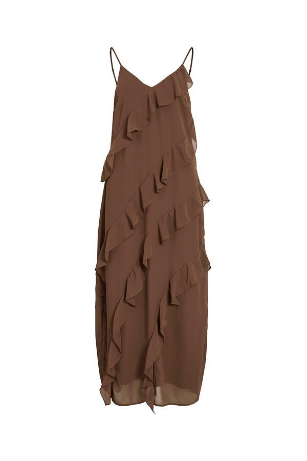 Vila Vestido de festa midi de chiffon Castanho