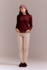 Slowlove Top de punto estructura con manga abullonada Naranja