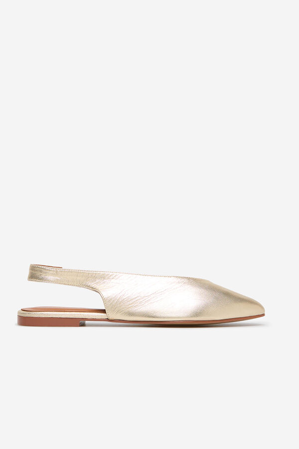 Cortefiel Bailarina slingback de pele Dourado