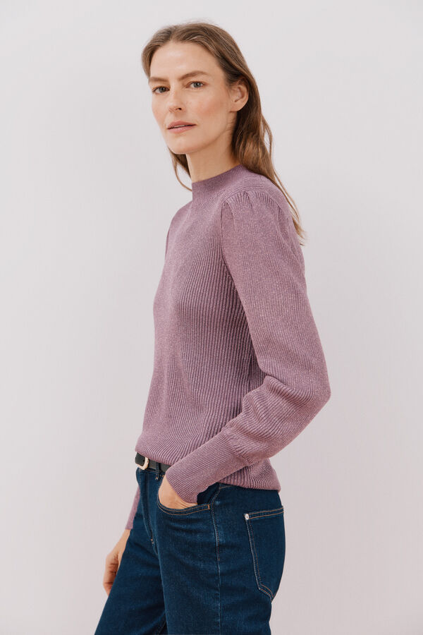 Cortefiel Su&eacute;ter de malha met&aacute;lica Roxo