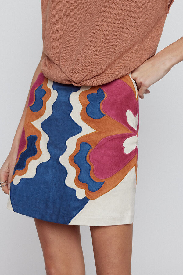 Slowlove Falda Patchwork mariposa Azul oscuro