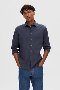 Cortefiel Camisa Regular Fit de algodão orgânico Azul