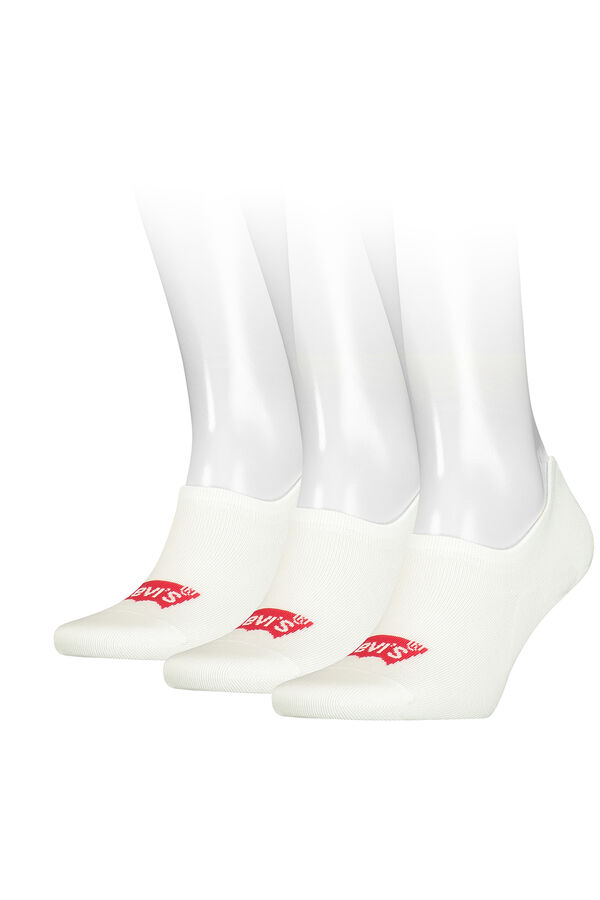 Levi's Pack Levi&rsquo;s&reg; de 3 pares de calcetines invisibles unisex con logo de ala de murci&eacute;lago. Blanco