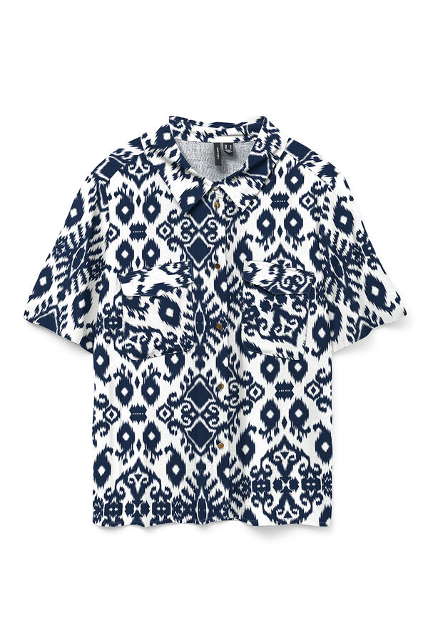 Vero Moda Camisa de manga curta com gola de lapela Azul