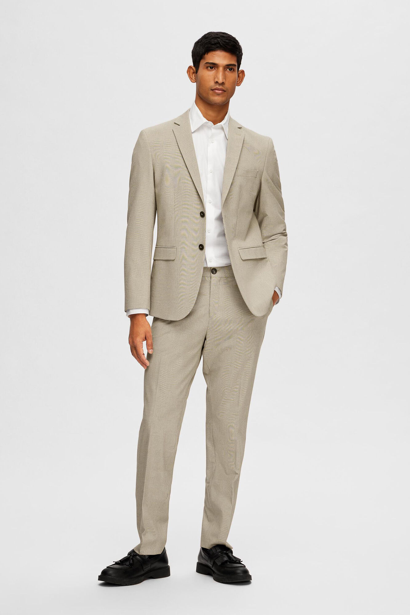 Selected Americana de cuadros Slim Fit confeccionada con materiales reciclados