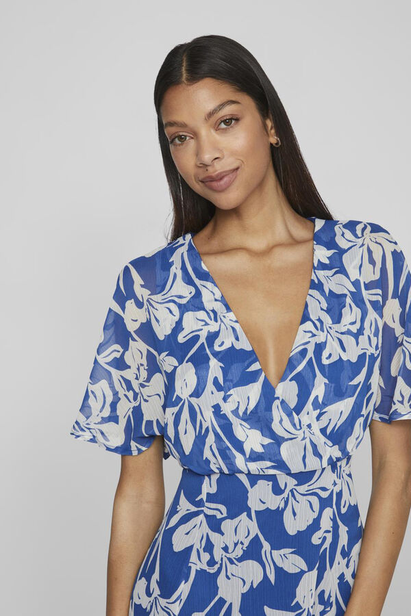 Vila Vestido midi de manga 2/4 Azul