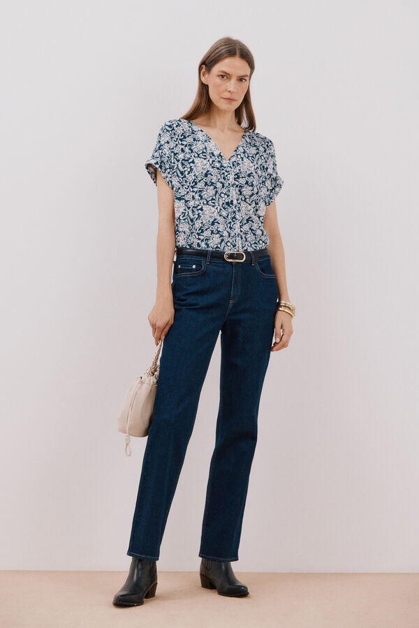 Cortefiel Top estampado com bico Azul