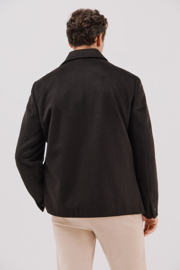 Cortefiel Sobrecamisa botones lana Marr&oacute;n oscuro