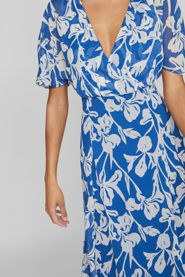 Vila Vestido midi de manga 2/4 Azul
