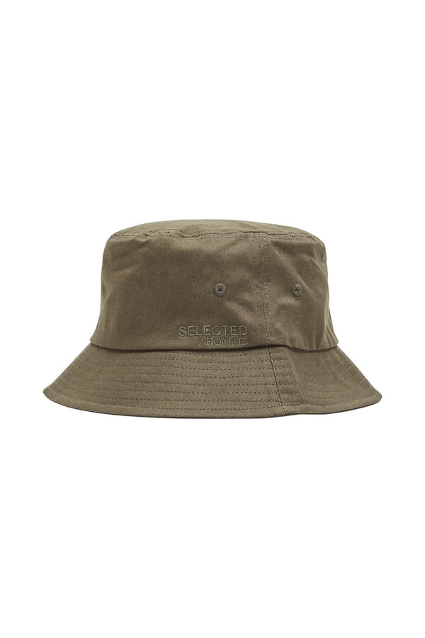 Selected Sombrero Bucket con logo bordado confeccionado 100% con algod&oacute;n org&aacute;nico. Verde