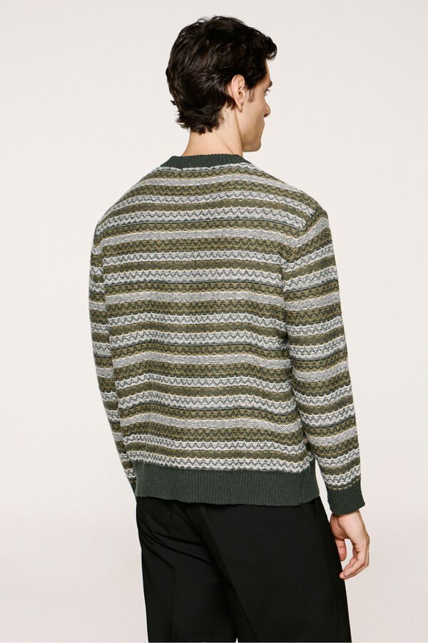 Selected Jersey lana cuello caja Verde oscuro